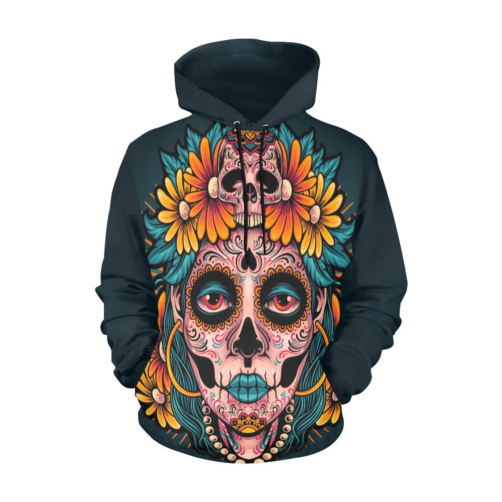 Muertos Girl Skull All Over Print Hoodie