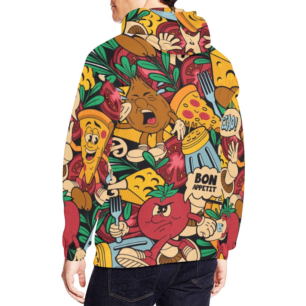 Colorful Pizza Cartoon Style All Over Print Hoodie