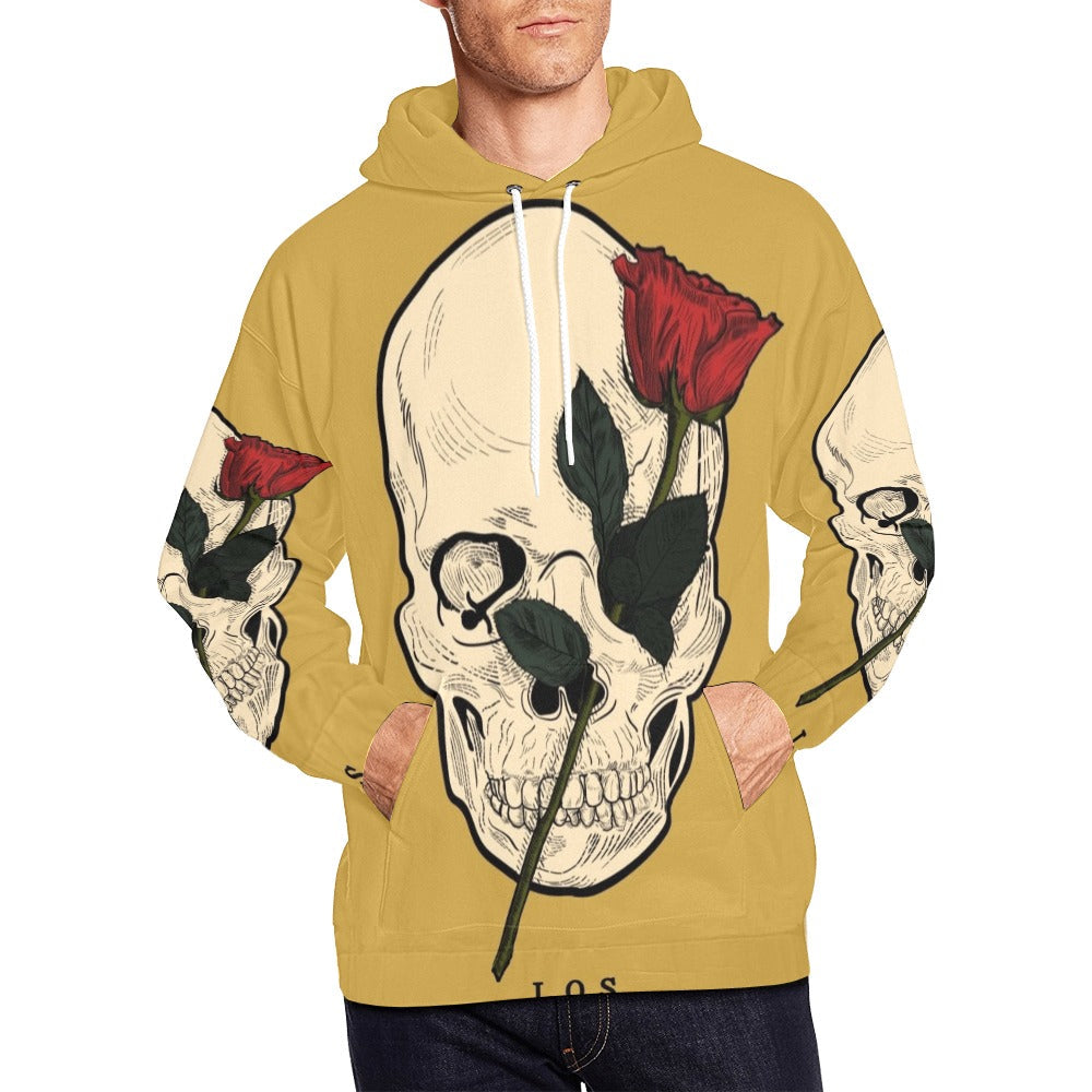 Dia Muertos Skull Rose Engraved Style All Over Print Hoodie