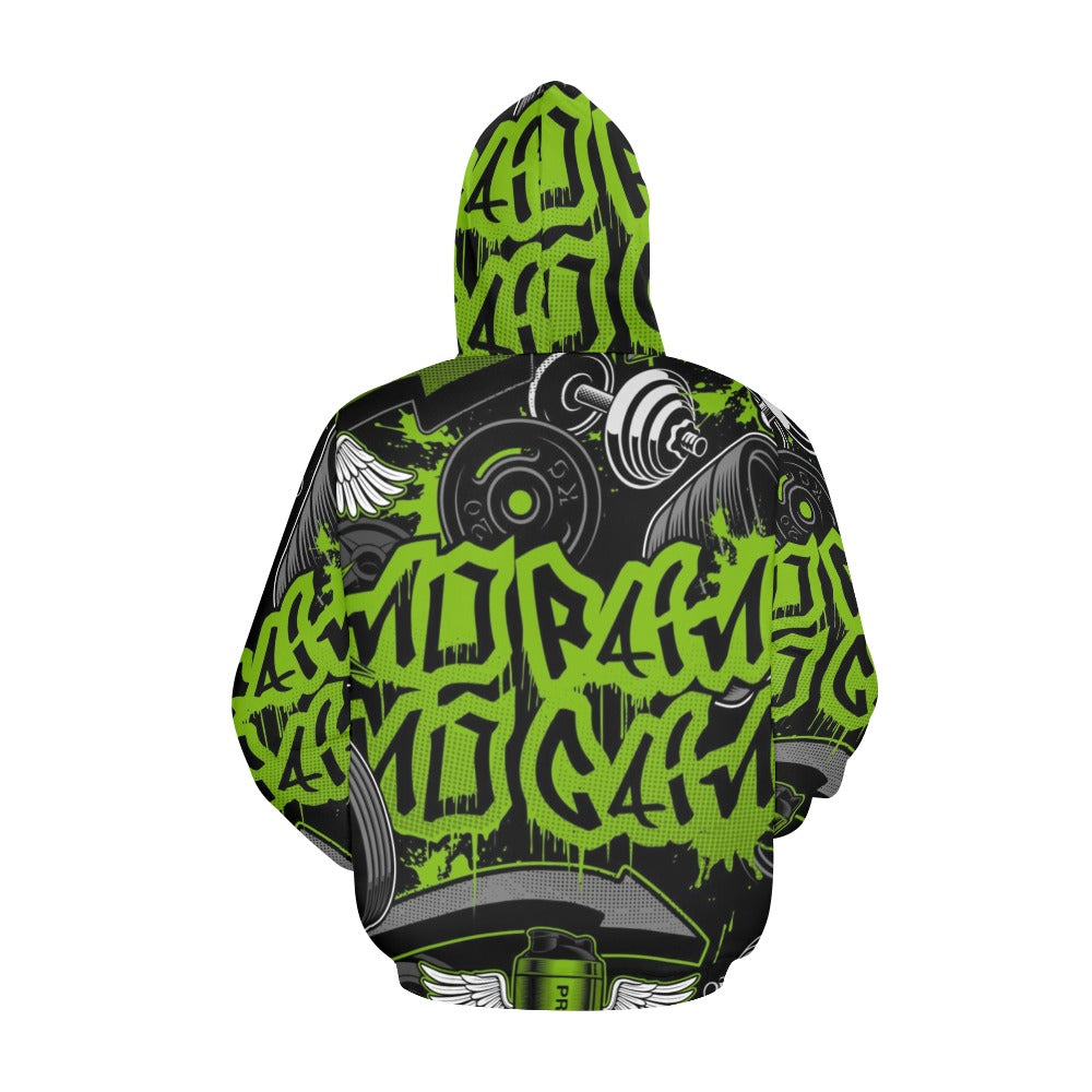 Gym Graffiti Style With Bodybuilders Cartoon All Over Print Hoodie