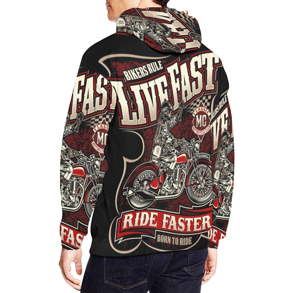 Live Fast Die Last Biker All Over Print Hoodie