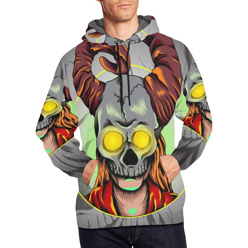 Girl With Horned Skull Mask All Over Print Hoodie