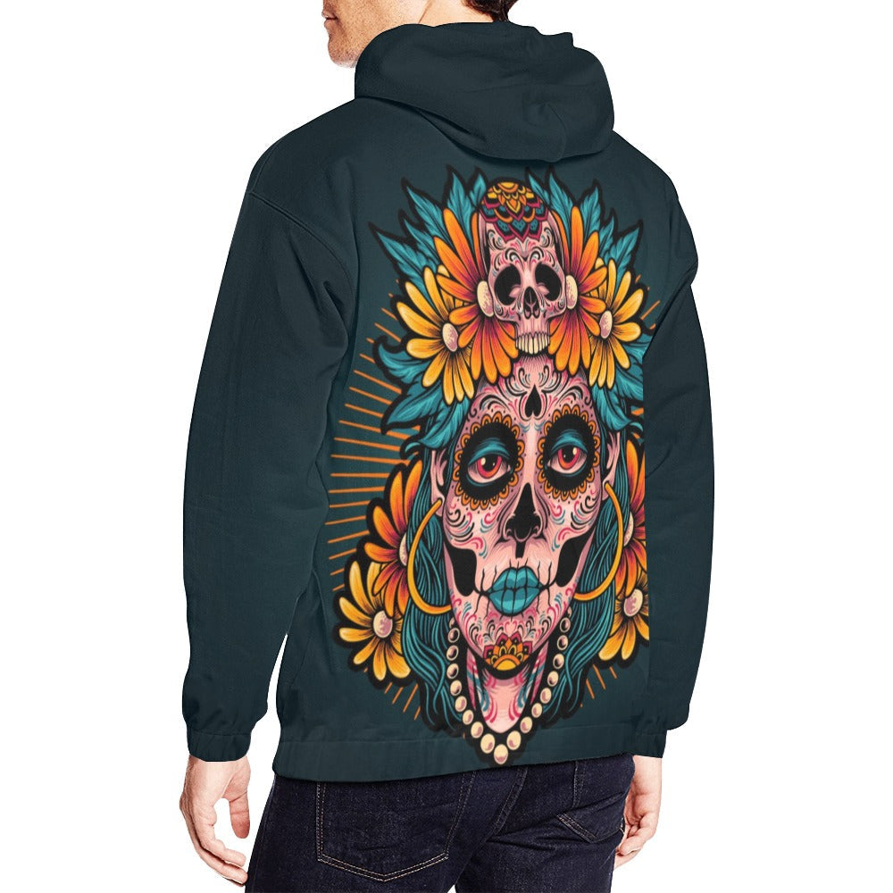 Muertos Girl Skull All Over Print Hoodie