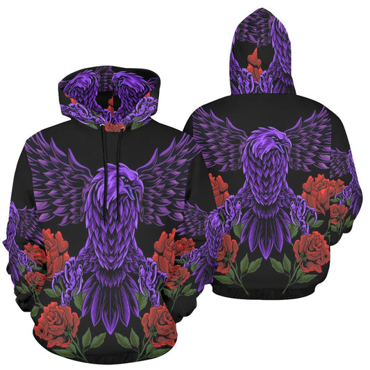 Eagle Rose All Over Print Hoodie