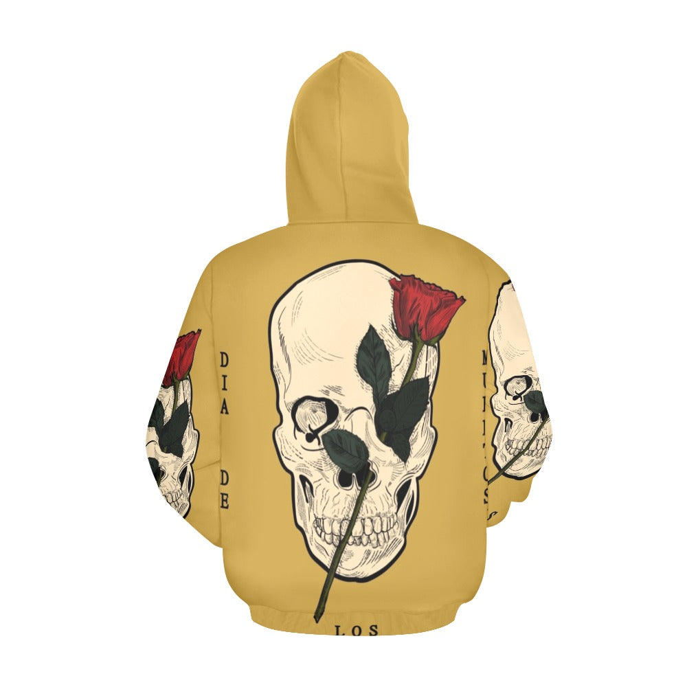 Dia Muertos Skull Rose Engraved Style All Over Print Hoodie