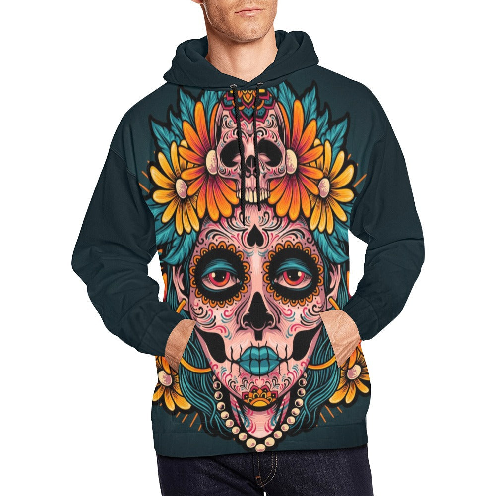 Muertos Girl Skull All Over Print Hoodie