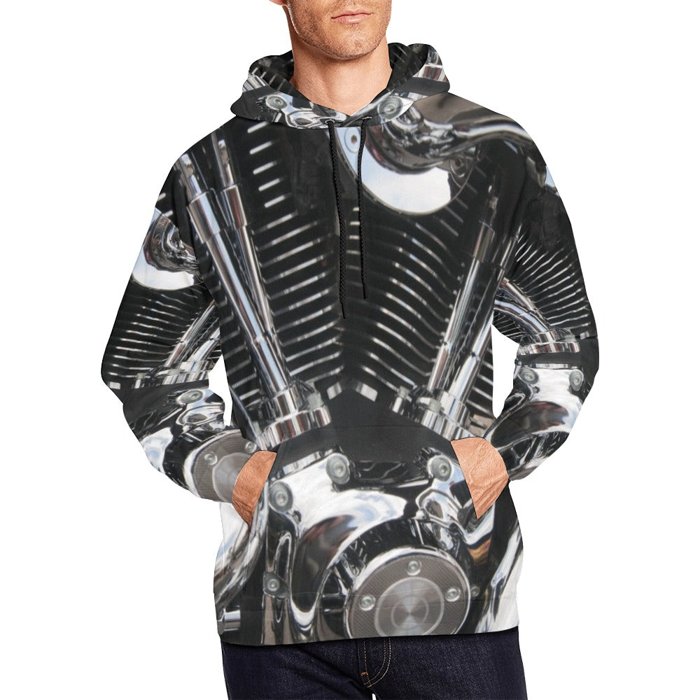 Motorcycle Engine Close Up Biker All Over Print Hoodie