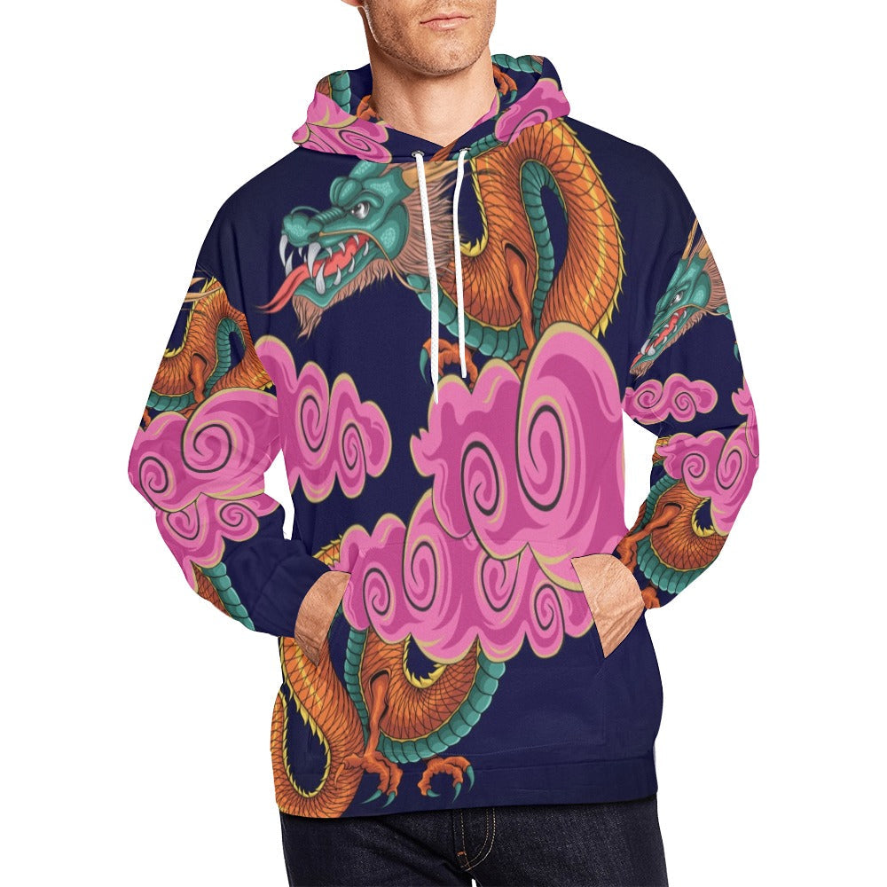 Chinese Dragon With Cloud Illustration All Over Print Hoodie