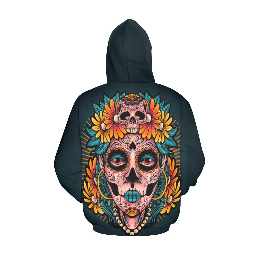 Muertos Girl Skull All Over Print Hoodie