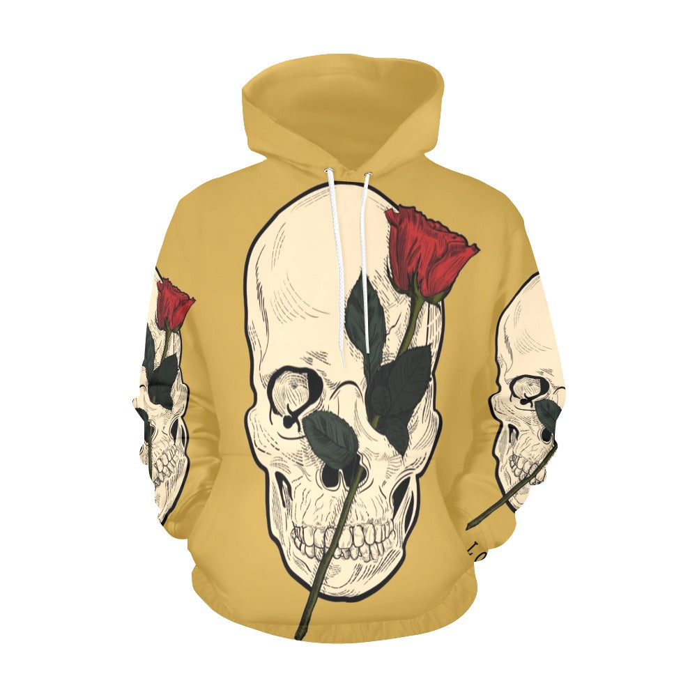 Dia Muertos Skull Rose Engraved Style All Over Print Hoodie