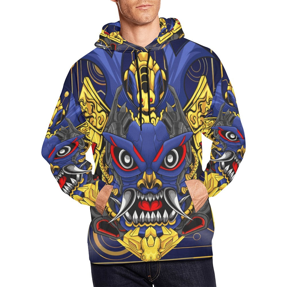 Japanese Samurai Mascot Skull Robot Head All Over Print Hoodie