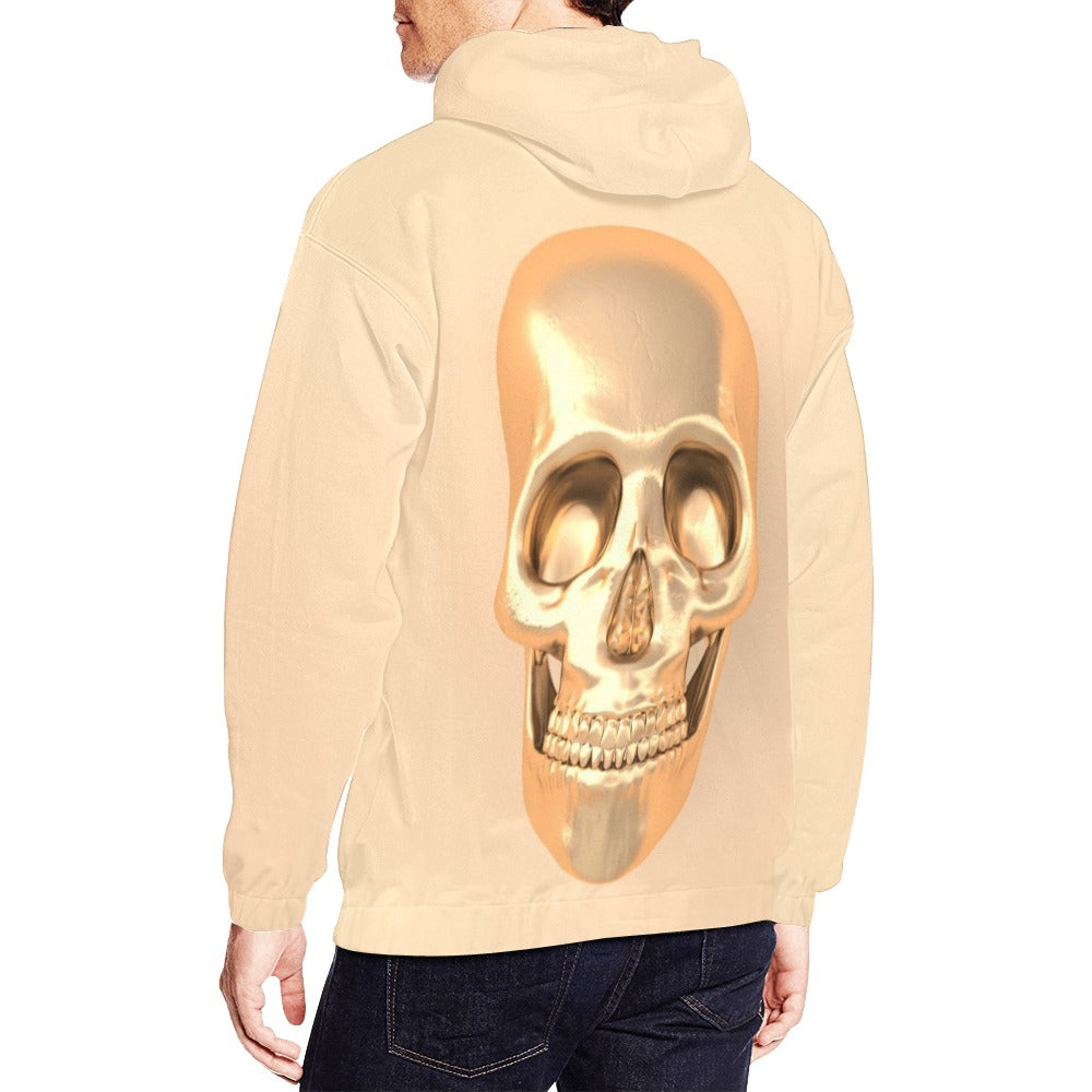 Golden 3D Skull All Over Print Hoodie