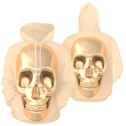 Golden 3D Skull All Over Print Hoodie