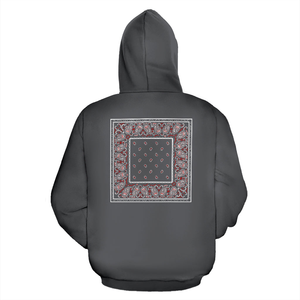 Back Print Wicked Gray Bandana Pullover Hoodie