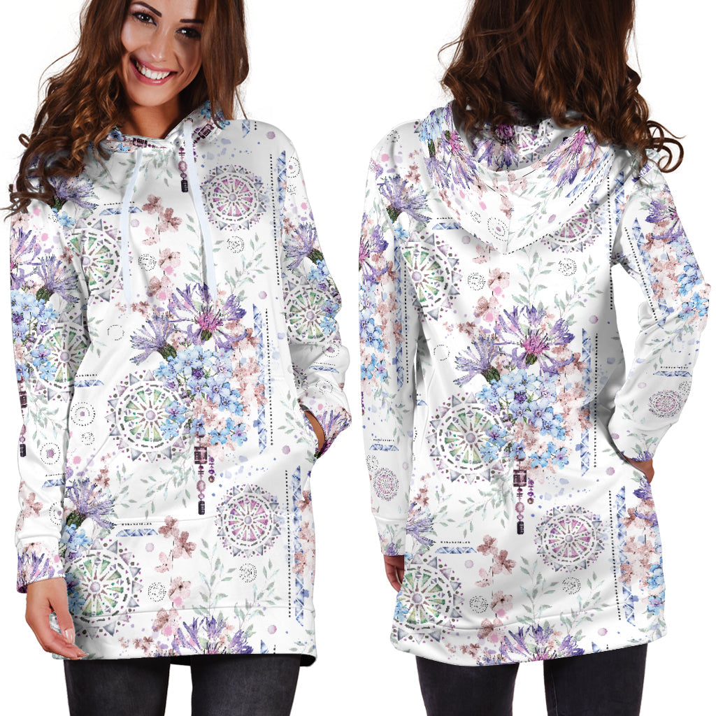 Floral Mandala Hoodie Dress