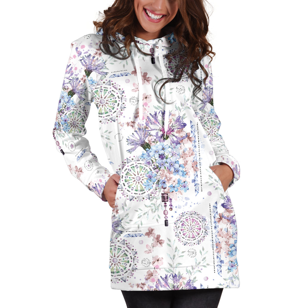 Floral Mandala Hoodie Dress